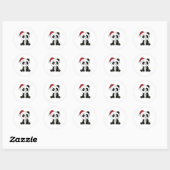 Panda Kerstwinter Ronde Sticker (Vel)