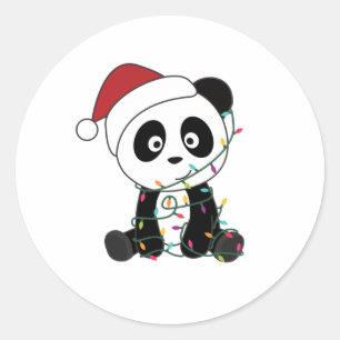 Panda Kerstwinter Ronde Sticker