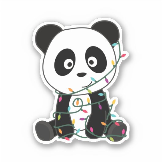 Panda Kerstwinter Sticker (Voorkant)