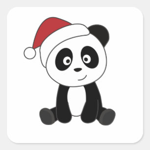 Panda Kerstwinter Vierkante Sticker