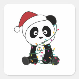 Panda Kerstwinter Vierkante Sticker