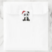 Panda Kerstwinter Vierkante Sticker (Tas)