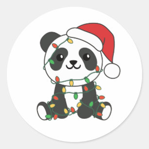 Panda Kerstwinterdieren Pandas Classic Roun Ronde Sticker