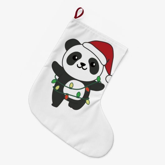 Panda Kerstwinterdieren Pandas Grote Christus Grote Kerstsok (Voorkant (Hangend))