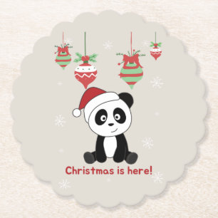Panda Kerstwinterdieren Pandas Papa Kartonnen Onderzetters