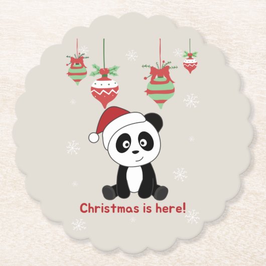 Panda Kerstwinterdieren Pandas Papa Kartonnen Onderzetters (Voorkant)