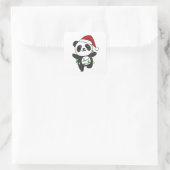 Panda Kerstwinterdieren Pandas Square Stick Vierkante Sticker (Tas)