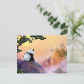 Panda kijkt uit briefkaart (Staand voorkant)