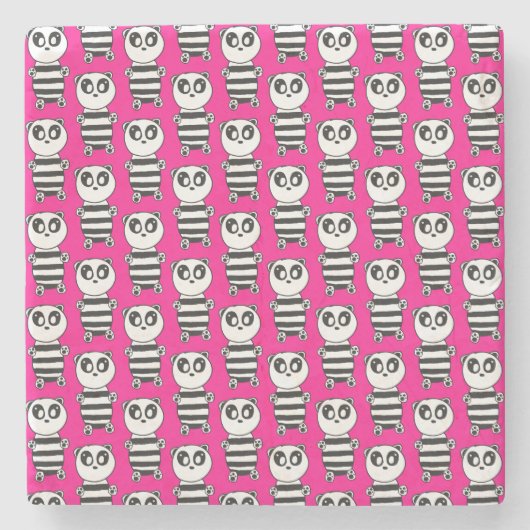 Panda Kinderen Stenen Onderzetter (Voorkant)