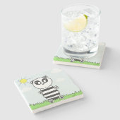 Panda Kinderen Stenen Onderzetter (Zijkant)