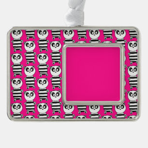 Panda Kinderen Verzilverd Kader Ornament