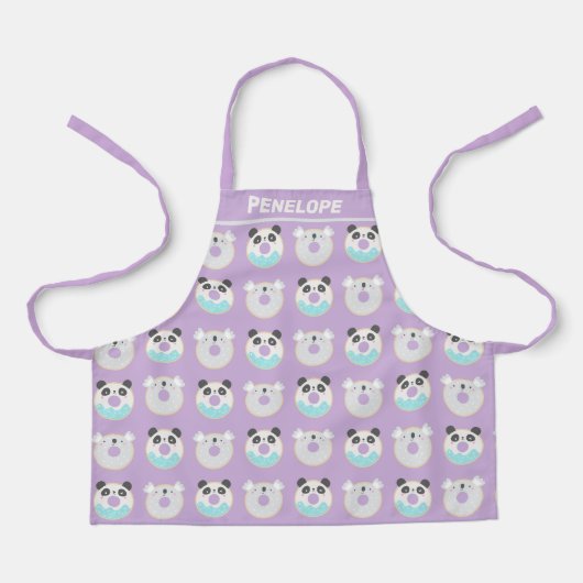 Panda Koala Kawaii Donut Pattern gepersonaliseerd Schort (Voorkant)