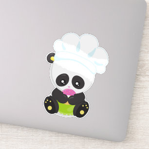 Panda koken, Panda bakken, Panda met Donut Sticker