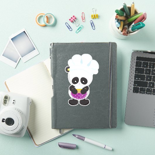 Panda koken, Panda bakken, Panda met Pie, Schort Sticker (iPad Cover)