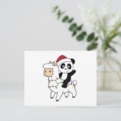 Panda Lama Kerstwinter Briefkaart (Staand voorkant)