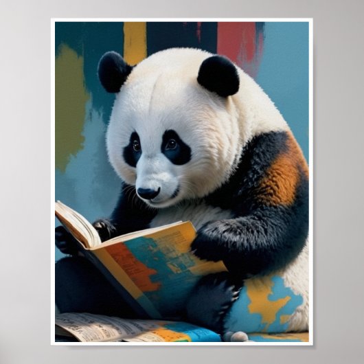 Panda Leesboek Poster Wall Art Home Decor (Voorkant)