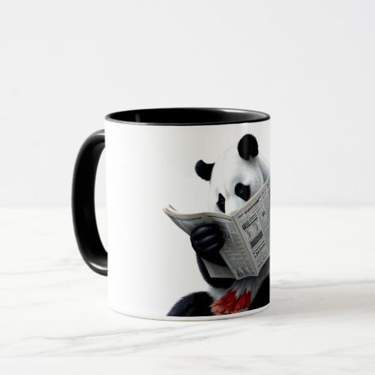 Panda leest de krant mok (Voorkant links)