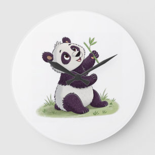 Panda-liefhebbersklok   Leuke dierlijke wanddecora Grote Klok