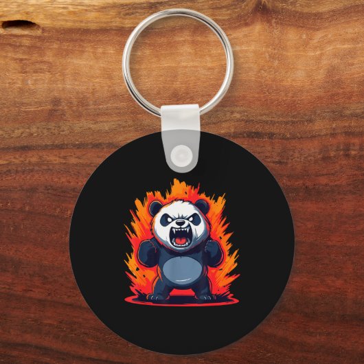 Panda Looking Angry Graphic Funny Panda Kawaii Sleutelhanger (Voorkant)