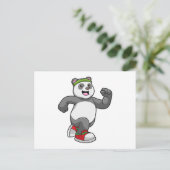 Panda loopt met hoofdband briefkaart (Staand voorkant)