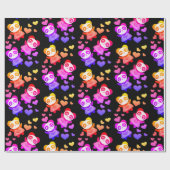 Panda Love Cosmic Space Rainbow Heart Cadeaupapier (Vlak)
