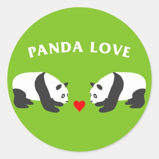 Panda Love (Green) Ronde Sticker (Voorkant)