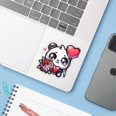 Panda Love Sticker (Laptop met iPhone)