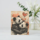 Panda Love Valentijnsdag Briefkaart (Staand voorkant)