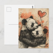 Panda Love Valentijnsdag Briefkaart (Voorkant / Achterkant)