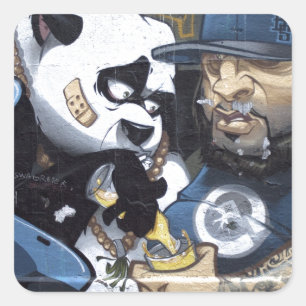 Panda Love Vierkante Sticker