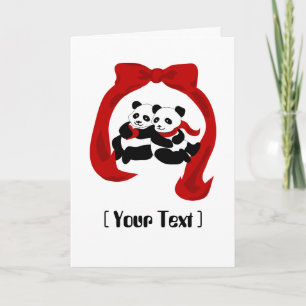 Panda Love Wenskaart Feestdagen Kaart