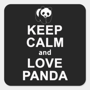 Panda Lover Kepp Calm and Love Panda Vierkante Sticker