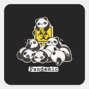 Panda Lovers   Cute Panda Funny Pandemic Vierkante Sticker