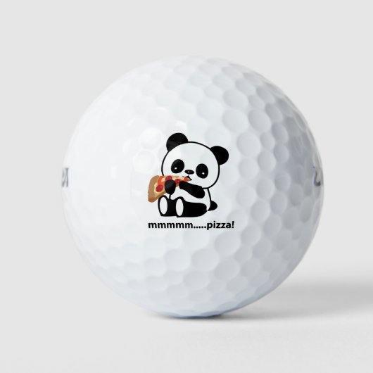 PANDA MANGEANT PIZZA - de jolies balles de golf (Devant)