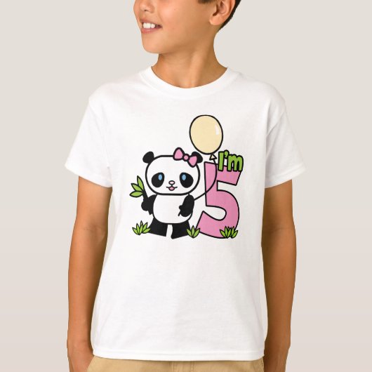 Panda meisje 5e verjaardag t-shirt (Voorkant)