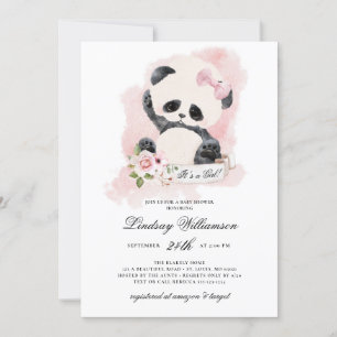 Panda Meisje Baby shower Kaart