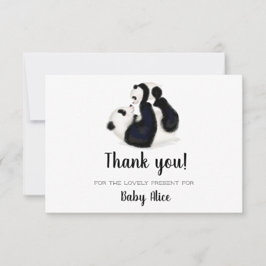 Panda merci pour votre carte cadeau bébé (Devant)
