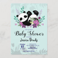 Panda met Baby shower met paardebloemen