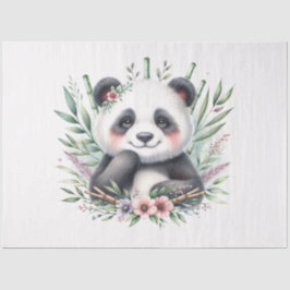 Panda met bamboe bloemige waterverf tissuepapier