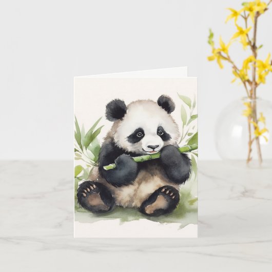 Panda met bamboe dank u kaart (Gele Bloem)