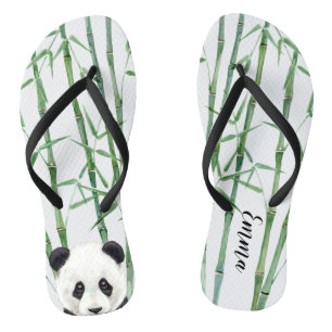 Panda met Bamboe - Voeg Jouw naam toe - Gepersonal Teenslippers