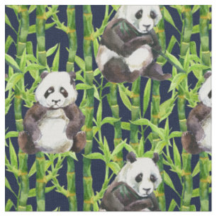 Panda met Bamboe Waterverf Patroon Stof