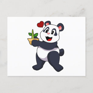 Panda met bamboebloem briefkaart