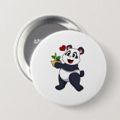 Panda met Bamboevloer Ronde Button 7,6 Cm (Voorkant /achterkant)