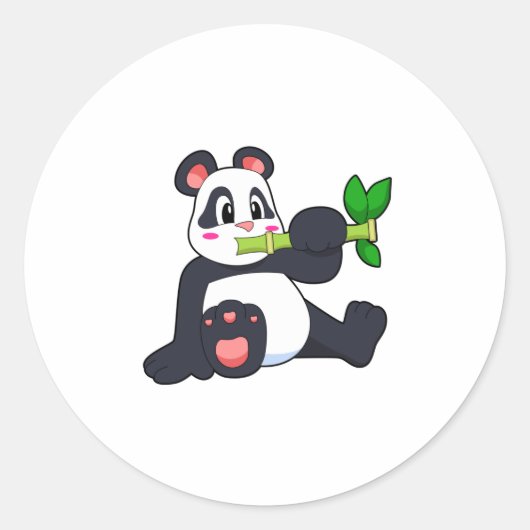 Panda met Bamboo Ronde Sticker (Voorkant)