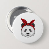 Panda met Bandana Ronde Button 7,6 Cm (Voorkant /achterkant)