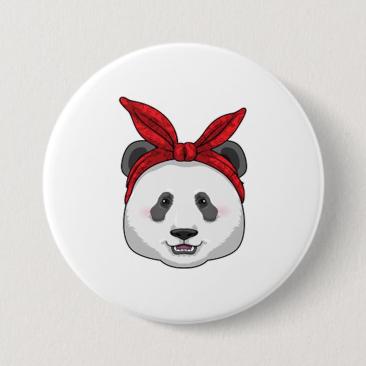 Panda met Bandana Ronde Button 7,6 Cm (Voorkant)