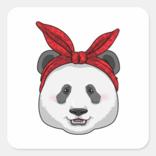 Panda met Bandana Vierkante Sticker