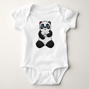 Panda met beker koffie romper
