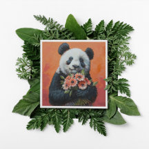 Panda met bloemen, aanpasbaar